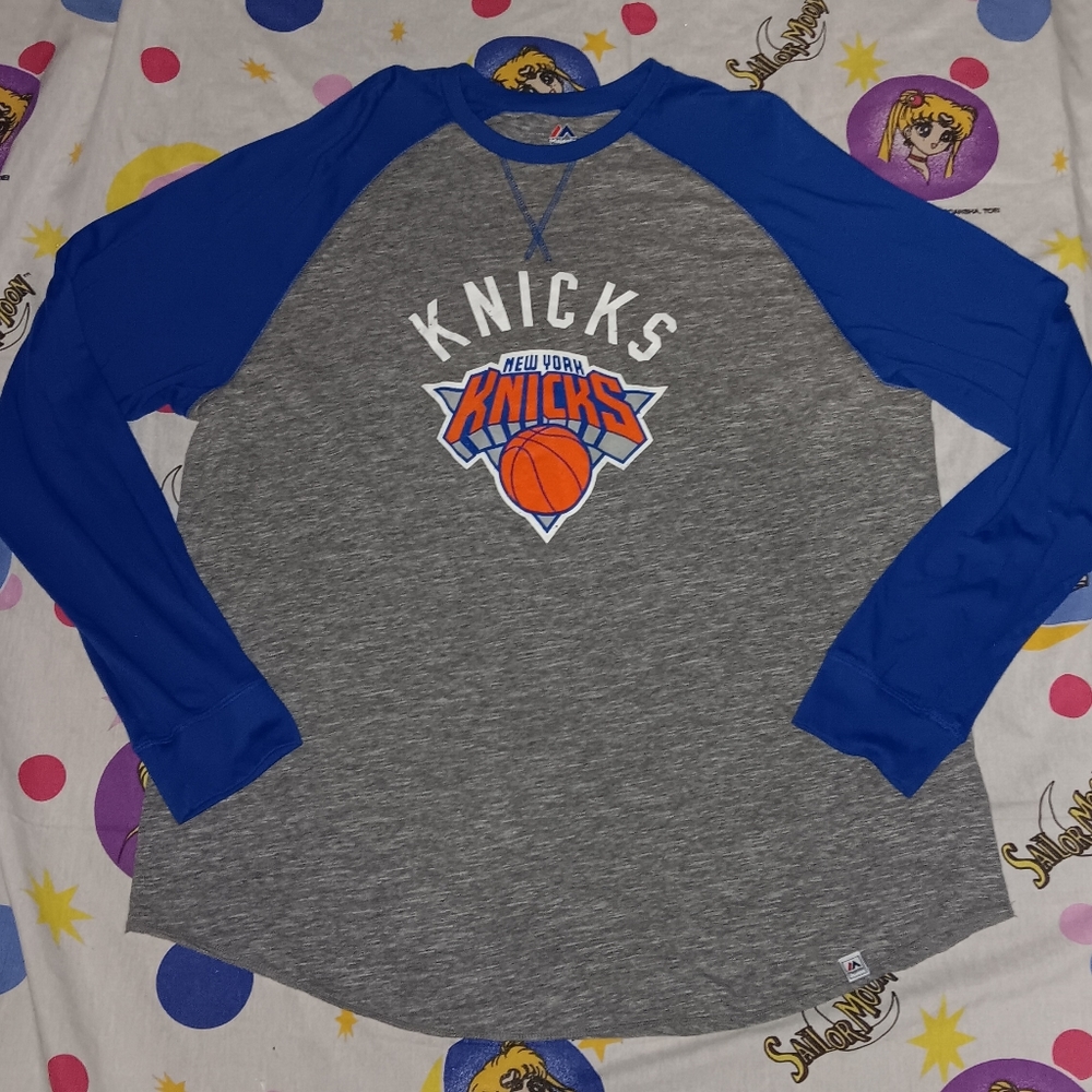 Majestic New York Knicks Long Sleeve Raglan Jersey Shirt NBA Basketball